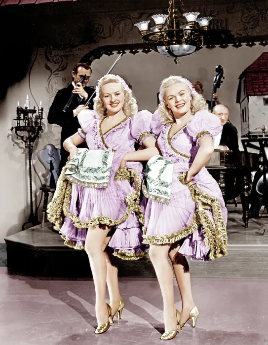 Framed Print : THE DOLLY SISTERS, from left: Betty Grable, June Haver, 1945. 20th Century-Fox Film Corporation, TM & Copyright / courtesy Everett Collection