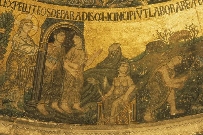Framed Print : Dome of the Creation and Human Prehistory, by Unknown Artist, 1220 - 1240, 13th Century, mosaic - Italy, Veneto, Venice, Saint Mark's Basilica. Detail