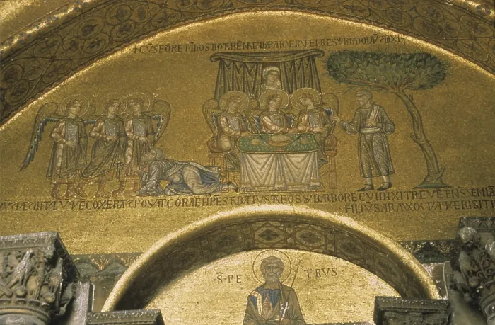 Framed Print : Dome of the stories of Abraham, by Unknown Artist, 1215 - 1280, 13th Century, mosaic - Italy, Veneto, Venice, Saint Mark's Basilica. Detail Framed Print : Dome of the stories of Abraham, by Unknown Artist, 1215 - 1280, 13th Century, mosaic - Italy, Veneto, Venice, Saint Mark's Basilica. Detail