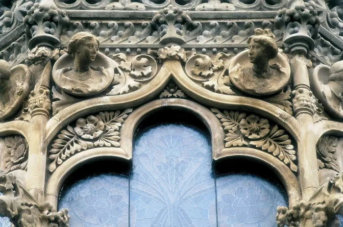 Framed Print : DOMENECH I MONTANER, Lluis (1850-1923). Navs House. 1901-1907. SPAIN. Reus. Navs House. Ornamental detail of the large window. Modernism. Architecture Framed Print : DOMENECH I MONTANER, Lluis (1850-1923). Navs House. 1901-1907. SPAIN. Reus. Navs House. Ornamental detail of the large window. Modernism. Architecture