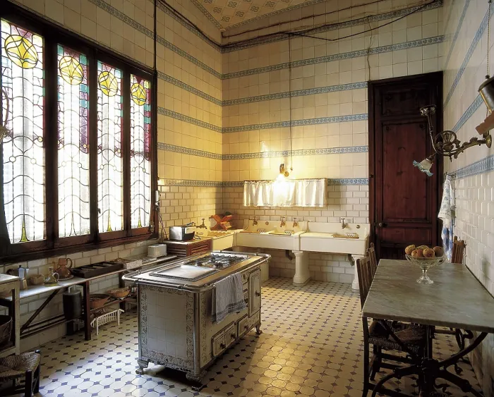 Framed Print : DOMENECH I MONTANER, Lluis (1850-1923). Navs House. 1901-1907. SPAIN. Reus. Navs House. Kitchen, made in marble and ceramic. Modernism. Architecture