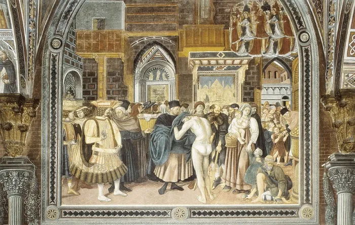 Framed Print : DOMENICO DI BARTOLO (1400-1447). Distribution of Alms. 1441-1444. ITALY. Siena. Ospedale di Santa Maria della Scala (Santa Maria della Scala Hospital). Center detail Framed Print : DOMENICO DI BARTOLO (1400-1447). Distribution of Alms. 1441-1444. ITALY. Siena. Ospedale di Santa Maria della Scala (Santa Maria della Scala Hospital). Center detail