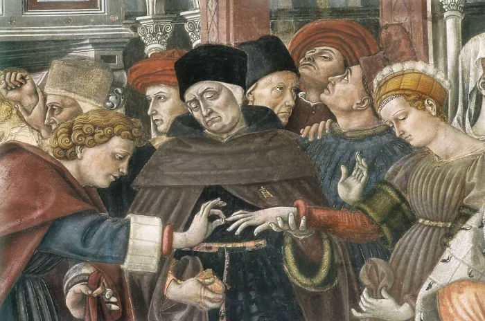 Framed Print : DOMENICO DI BARTOLO (1400-1447). Marriage of an Orphan. 1441-1444. ITALY. Siena. Ospedale di Santa Maria della Scala (Santa Maria della Scala Hospital)