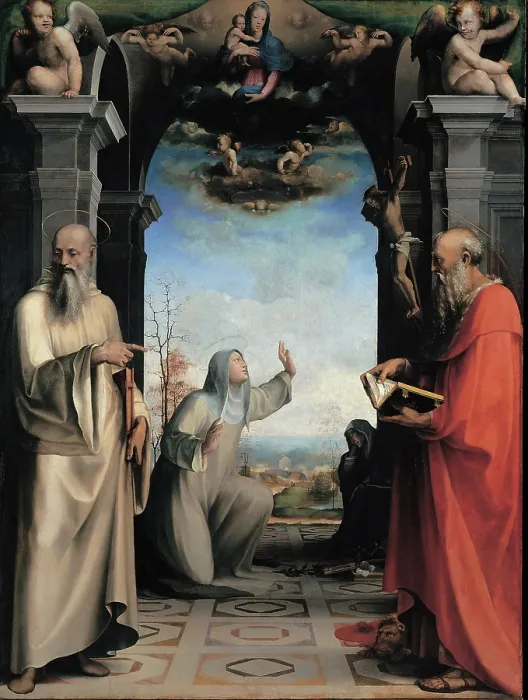Framed Print : Domenico di Giacomo di Pace known as Beccafumi Domenico, Stigmatization of St Catherine of Siena, 1514, 16th Century, tempera and oil on canvas, Italy, Tuscany, Siena Framed Print : Domenico di Giacomo di Pace known as Beccafumi Domenico, Stigmatization of St Catherine of Siena, 1514, 16th Century, tempera and oil on canvas, Italy, Tuscany, Siena