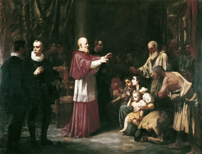 Framed Print : DOMINGO MARQUES, Francisco (1842-1920). Beatus Juan de Ribera in the expulsion of Moriscos. 1864. Oil on canvas. SPAIN. Valencia. San Pio V Fine Arts Museum. - P