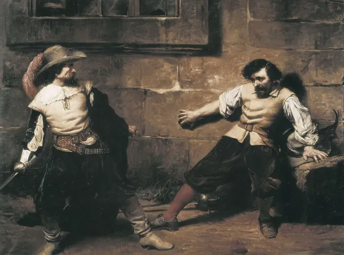 Framed Print : DOMINGO MARQUES, Francisco (1842-1920). A Quarrel in 17th Century. 1866. Oil on canvas. SPAIN. Valencia. San Pio V Fine Arts Museum. AISA / Everett Collection**US SALES ONLY** Framed Print : DOMINGO MARQUES, Francisco (1842-1920). A Quarrel in 17th Century. 1866. Oil on canvas. SPAIN. Valencia. San Pio V Fine Arts Museum. AISA / Everett Collection**US SALES ONLY**