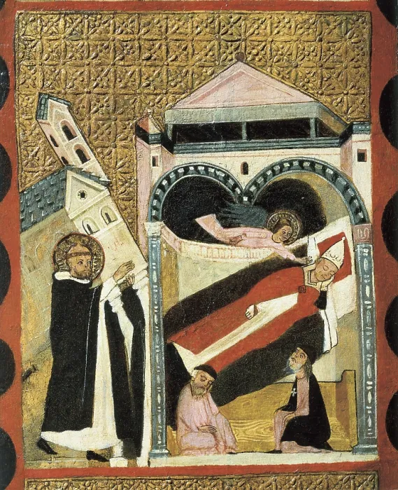 Framed Print : DOMINICDomingo de GuzmnSaint (1170-1221). Spanish religious manfounder of the Society of Jesus. Saint Dominic holds the Church on his back. Altarpiece14th c. Anonymous author Framed Print : DOMINICDomingo de GuzmnSaint (1170-1221). Spanish religious manfounder of the Society of Jesus. Saint Dominic holds the Church on his back. Altarpiece14th c. Anonymous author