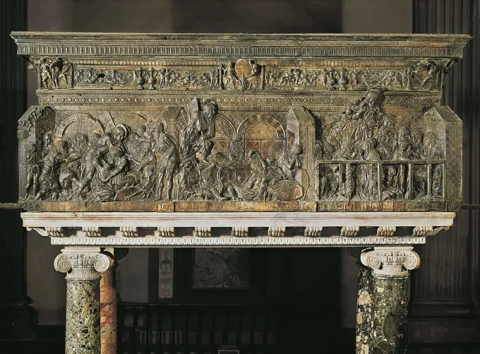 Framed Print : DONATELLO, Donato de Betto Bardi, called (1386-1466). Pulpit. 1465. ITALY. Florence. Church of St. Lawrence.. Marble and bronze