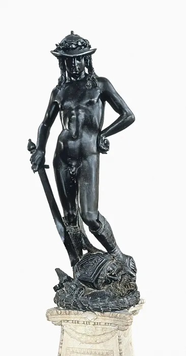 Framed Print : DONATELLO, Donato de Betto Bardi, called (1386-1466). David. ca. 1430. Renaissance art. Quattrocento. Sculpture on bronze. ITALY. Florence. Bargello National Museum