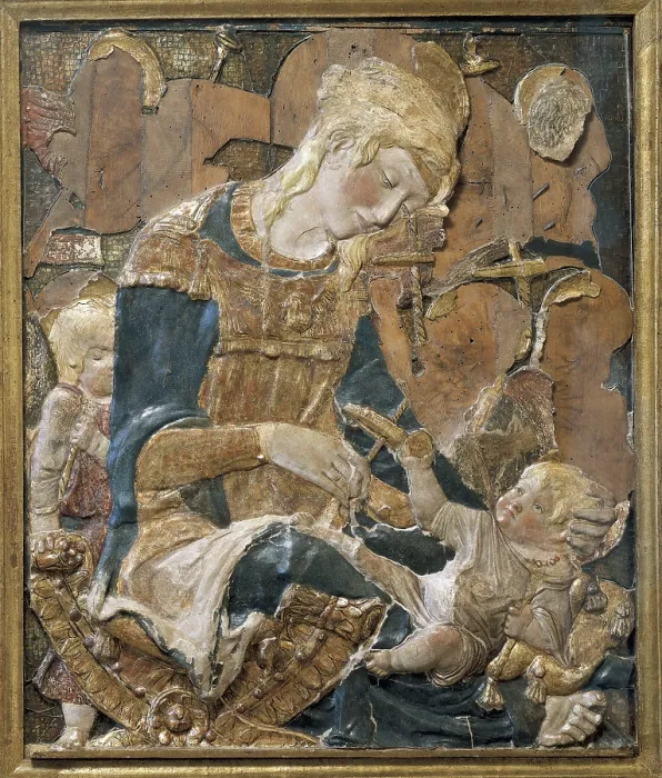 Framed Print : DONATELLO, Donato de Betto Bardi, called (1386-1466). Madonna and Child. s.XV. Attributed work. Renaissance art. Quattrocento. Florentine school. Terra-cotta. ITALY. Florence Framed Print : DONATELLO, Donato de Betto Bardi, called (1386-1466). Madonna and Child. s.XV. Attributed work. Renaissance art. Quattrocento. Florentine school. Terra-cotta. ITALY. Florence
