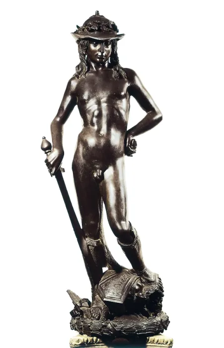 Framed Print : DONATELLO, Donato de Betto Bardi, called (1386-1466). David. ca. 1430. Renaissance art. Quattrocento. Sculpture on bronze. ITALY. Florence. Bargello National Museum