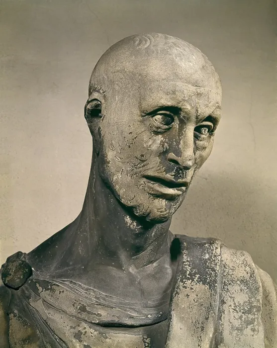 Framed Print : DONATELLO, Donato de Betto Bardi, called (1386-1466). Prophet Habakkuk. 1427-1436. Renaissance art. Quattrocento. Sculpture on marble. ITALY. Florence. Opera del Duomo Museum