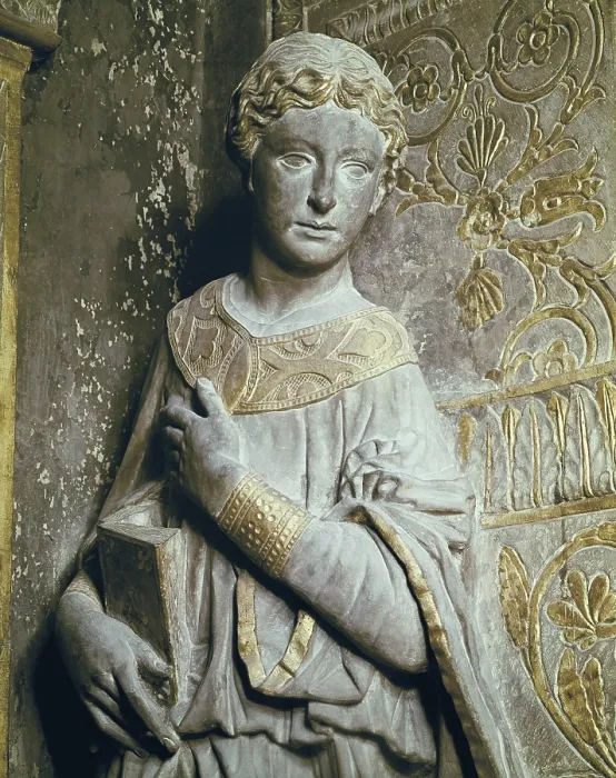 Framed Print : DONATELLO, Donato de Betto Bardi, called (1386-1466). Annunciation. ca. 1435. ITALY. Florence. Church of Santa Croce. Pietra serena. Detail of the Virgin. Renaissance art Framed Print : DONATELLO, Donato de Betto Bardi, called (1386-1466). Annunciation. ca. 1435. ITALY. Florence. Church of Santa Croce. Pietra serena. Detail of the Virgin. Renaissance art