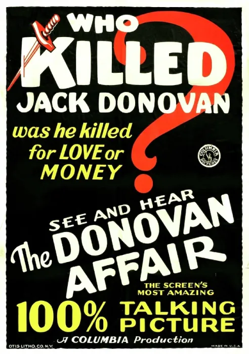 Framed Print : THE DONOVAN AFFAIR, US poster art, 100% Talking Picture, 1929