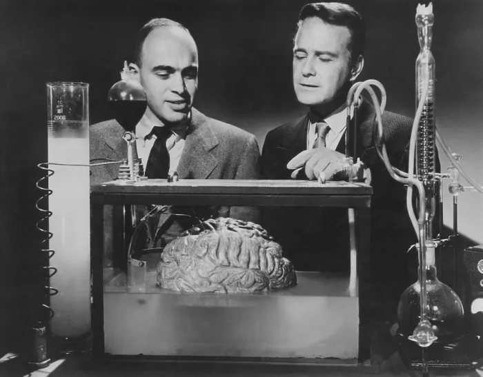 Framed Print : DONOVAN'S BRAIN, from left: William Cottrell, Lew Ayres, 1953
