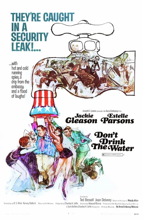 Framed Print : DON'T DRINK THE WATER, US poster art, from left: Estelle Parsons, Jackie Gleason, Joan Delaney, Ted Bessell, 1969