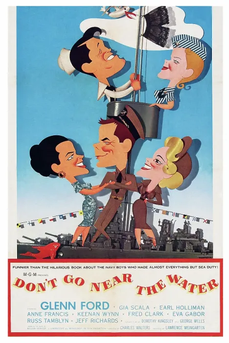 Framed Print : DON'T GO NEAR THE WATER, US poster art, Earl Holliman, Anne Francis, Gia Scala, Glenn Ford, Eva Gabor, 1957