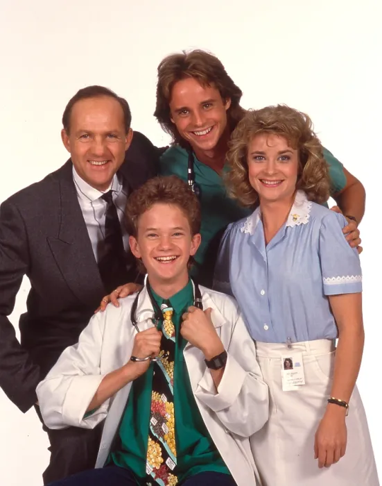 Framed Print : DOOGIE HOWSER, M.D. clockwise from front center: Neil Patrick Harris, Lawrence Pressman, Mitchell Anderson, Kathryn Layng, 1989-1993 Framed Print : DOOGIE HOWSER, M.D. clockwise from front center: Neil Patrick Harris, Lawrence Pressman, Mitchell Anderson, Kathryn Layng, 1989-1993