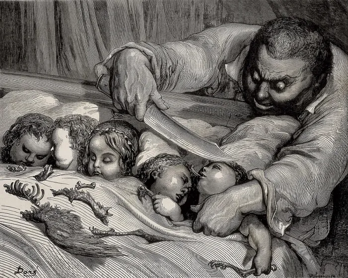 Framed Print : Dore, Gustave (1832-1883). Hop o My Thumb. 1882. Illustration by Dor for charles Perrault's tale 'Hop o My Thumb'. Engraving