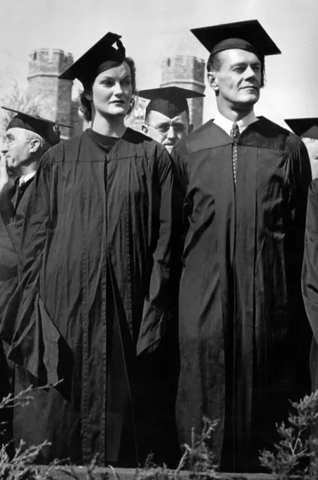 Framed Print : Doris Duke and husband James H.R. Cromwell at Duke University during the 1st day of centennial exercises, Durham, NC, April 23, 1939.. Courtesy: CSU Archives  /  Everett Collection