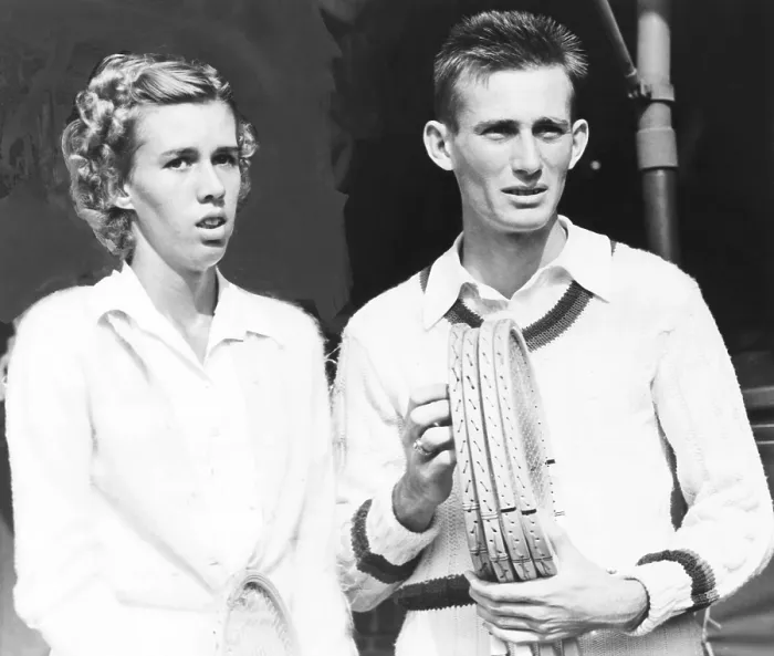 Framed Print : Doris Hart, 16, and her brother Richard at the National Singles Tennis matches at Forest Hills, NYC