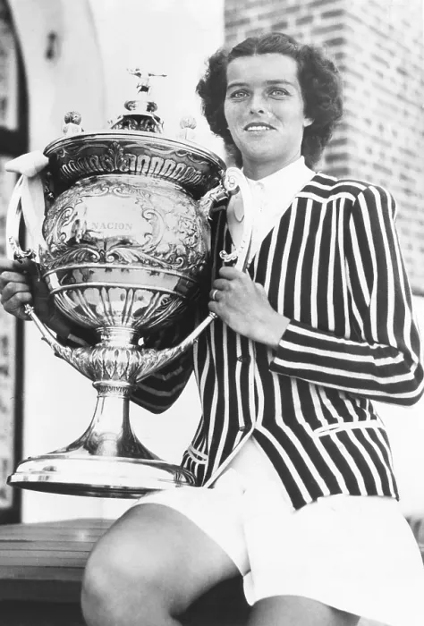 Framed Print : Doris Hart with the Copa de la Nacion, the trophy of the Argentine tennis championship. She defeated American Patricia Canning Todd on Nov. 11, 1947. (CSU_2015_7_284) Framed Print : Doris Hart with the Copa de la Nacion, the trophy of the Argentine tennis championship. She defeated American Patricia Canning Todd on Nov. 11, 1947. (CSU_2015_7_284)