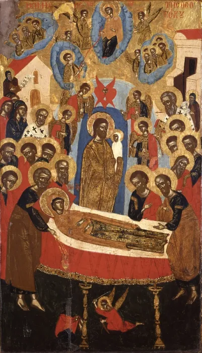 Framed Print : Dormitio Virginis, by Unknown Artist, 1762, 18th Century, tempera on wood - Albania, Tirana, Institute for Cultural Monuments. Whole artwork view