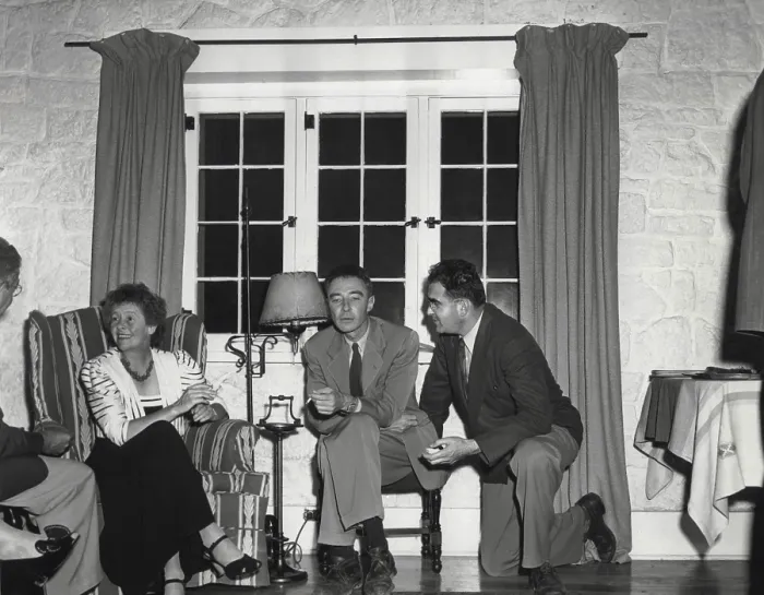 Framed Print : Dorothy McKibbin, physicists Robert Oppenheimer, and Victor Weisskoph at Los Alamos. Ca. 1943-5