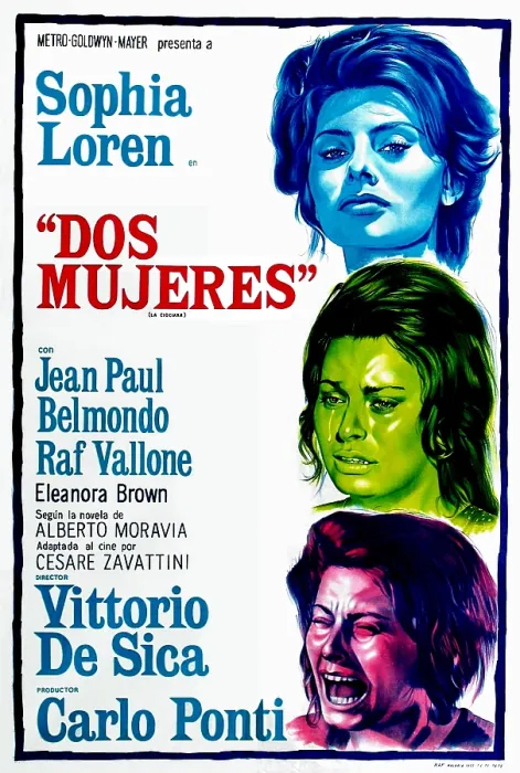 Framed Print : DOS MUJERES, (aka TWO WOMEN, aka LA CIOCIARA), Sophia Loren on Argentinian poster art, 1960