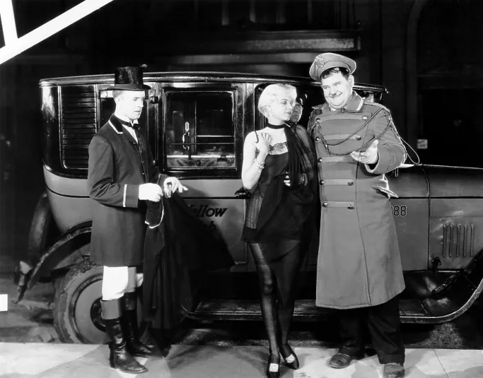 Framed Print : DOUBLE WHOOPEE, from left, Stan Laurel, Jean Harlow, Oliver Hardy, 1929