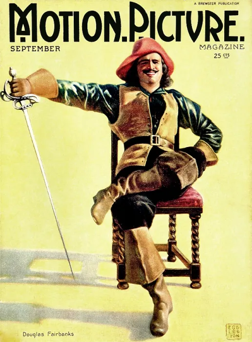 Framed Print : Douglas Fairbanks, Sr. in THE THREE MUSKETEERS, on the cover of Motion Picture Magazine, September 1921