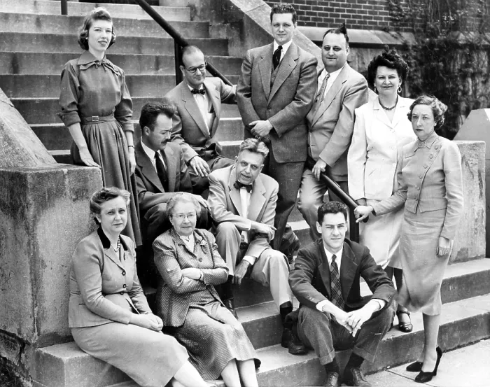 Framed Print : Dr. Alfred C. Kinsey, head of the Indiana University Institute Sex Research, with his staff, 1953. Courtesy: CSU Archives  /  Everett Collection