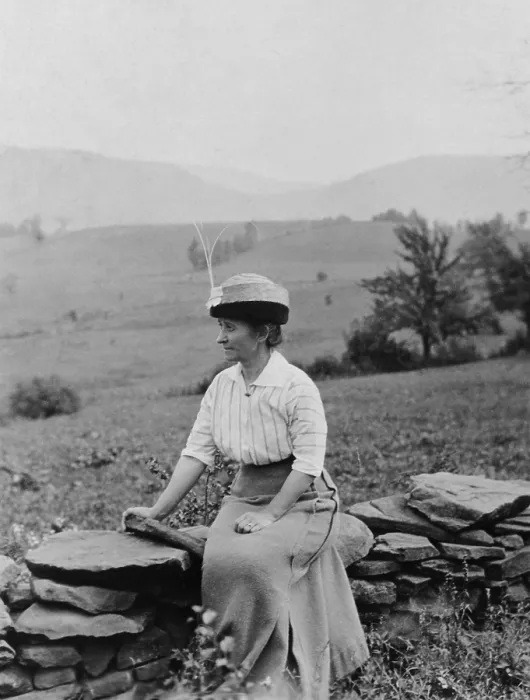 Framed Print : Dr. Clara Barrus at Woodchuck Lodge, the summer home of John Burroughs, c. 1910. When they met in 1901, she was 33, and Burroughs 64 and married to Ursula North