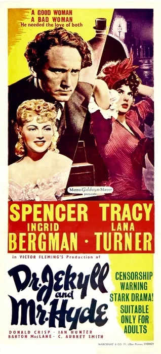 Framed Print : DR. JEKYLL AND MR. HYDE, clockwise from top left: Spencer Tracy, Ingrid Bergman, Lana Turner, 1941