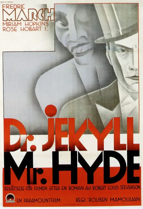 Framed Print : DR. JEKYLL AND MR. HYDE, Fredric March in Swedish poster art, 1931
