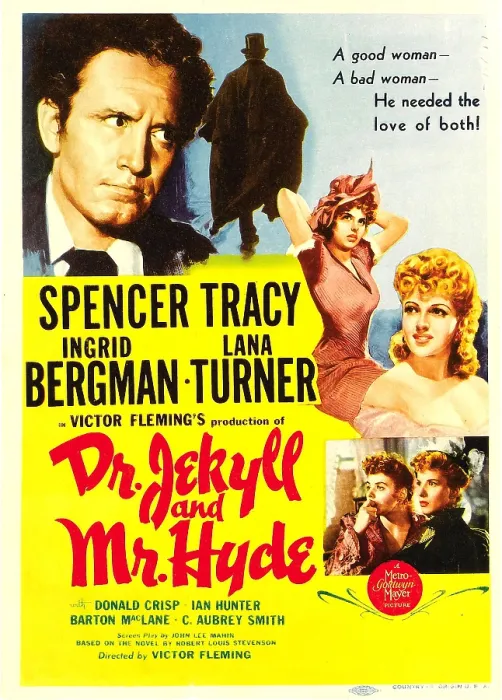 Framed Print : DR. JEKYLL AND MR. HYDE, from top left: Spencer Tracy, Ingrid Bergman, Lana Turner, bottom from left: Ingrid Bergman, Frances Robinson on window card, 1941
