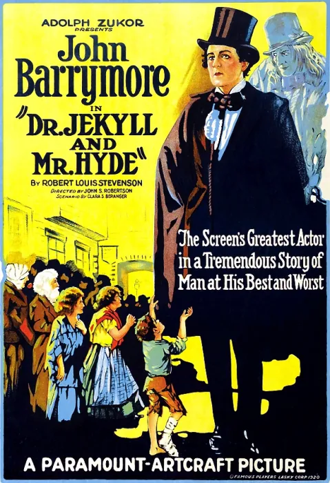 Framed Print : DR. JEKYLL AND MR. HYDE, right: John Barrymore (as Dr. Jekyll and Mr. Hyde'), 1920