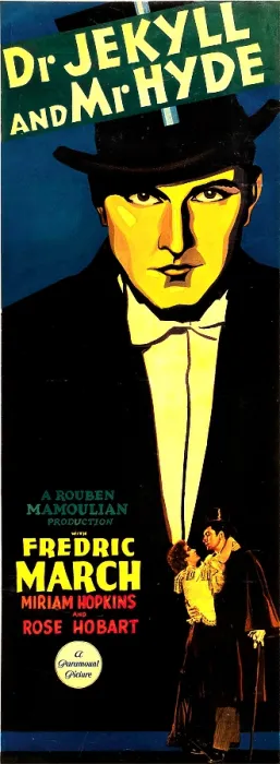 Framed Print : DR. JEKYLL AND MR. HYDE, top: Fredric March and bottom from left: Miriam Hopkins, Fredric March on insert poster, 1931