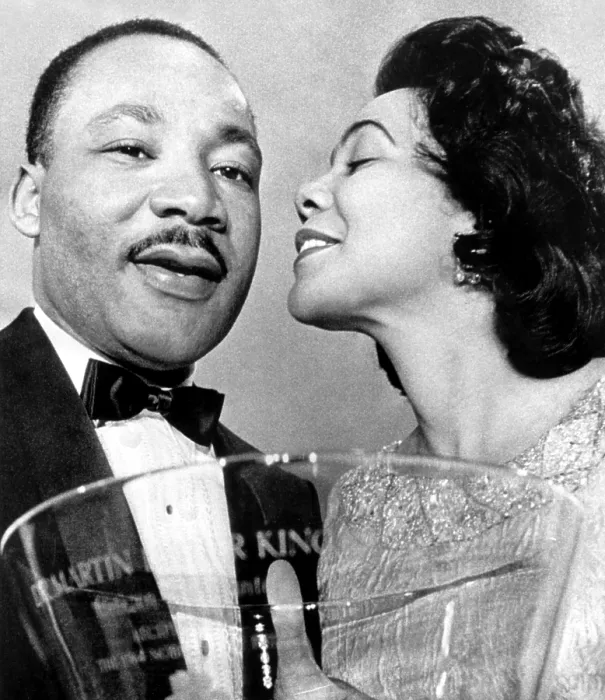 Framed Print : Dr. Martin Luther King Jr. being congratulated by wife Coretta Scott King, after being presented with a Steuben-Glass Bowl Award, Atlanta, GA, January 27, 1965 Framed Print : Dr. Martin Luther King Jr. being congratulated by wife Coretta Scott King, after being presented with a Steuben-Glass Bowl Award, Atlanta, GA, January 27, 1965