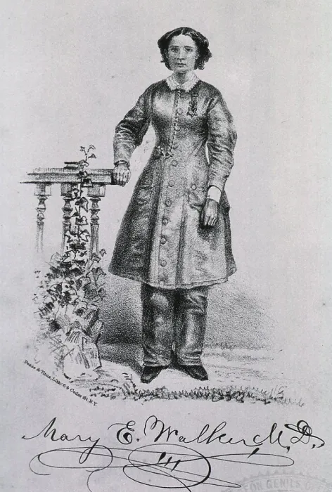 Framed Print : Dr. Mary Edwards Walker (1832-1919), female surgeon, wearing the Medal of Honor she was awarded the medal in November 1865 for her service in the U.S. Civil War (1861-1865)