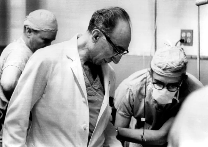 Framed Print : Dr. Michael DeBakey examining his artificial heart implant patient, Marcel De Rudder, Houston, 4 / 23 / 1966. Courtesy: CSU Archives / Everett Collection Framed Print : Dr. Michael DeBakey examining his artificial heart implant patient, Marcel De Rudder, Houston, 4 / 23 / 1966. Courtesy: CSU Archives / Everett Collection