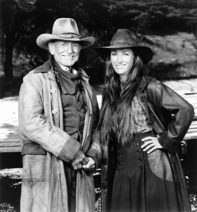 Framed Print : DR. QUINN, MEDICINE WOMAN, from left: Willie Nelson, Jane Seymour, Legend, season 5, ep. 9, aired 11 / 16 / 1996, 1993-1998