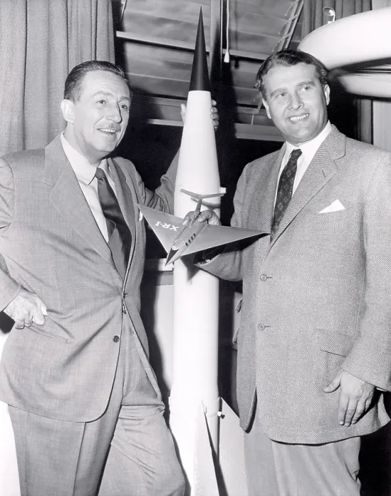 Framed Print : Dr. Werhner von Braun with Walt Disney. Von Braun worked with Disney Studios as a technical director, making three films about space exploration for television in 1954