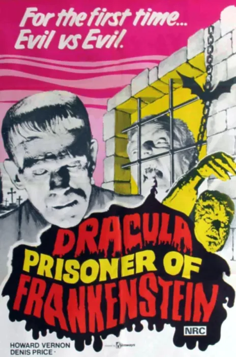 Framed Print : DRACULA CONTRA FRANKENSTEIN, (aka DRACULA PRISONER OF FRANKENSTEIN), top right: Howard Vernon, on Australian poster art, 1972
