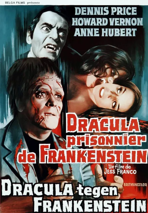 Framed Print : DRACULA CONTRA FRANKENSTEIN, (aka DRACULA PRISONER OF FRANKENSTEIN, aka DRACULA TEGEN FRANKENSTEIN), top left: Howard Vernon, bottom left: Dennis Price
