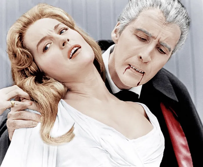 Framed Print : DRACULA: PRINCE OF DARKNESS, from left: Barbara Shelley, Christopher Lee, 1966. 20th Century-Fox Film Corporation, TM & Copyright / courtesy Everett Collection