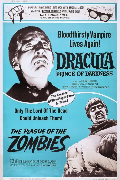 Framed Print : DRACULA PRINCE OF DARKNESS, THE PLAGUE OF THE ZOMBIES, US poster, Christopher Lee (top), 1966. TM & Copyright 20th Century Fox Film Corp. / courtesy Everett Collection Framed Print : DRACULA PRINCE OF DARKNESS, THE PLAGUE OF THE ZOMBIES, US poster, Christopher Lee (top), 1966. TM & Copyright 20th Century Fox Film Corp. / courtesy Everett Collection
