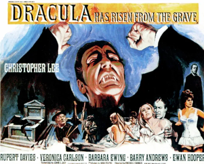 Framed Print : DRACULA HAS RISEN FROM THE GRAVE, (poster art), Christopher Lee, 1968