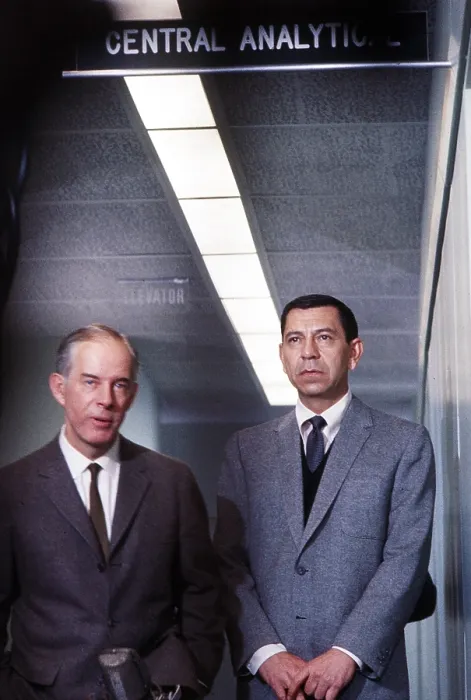 Framed Print : DRAGNET, from left: Harry Morgan, Jack Webb, on set, (1966), (1967-1970) Framed Print : DRAGNET, from left: Harry Morgan, Jack Webb, on set, (1966), (1967-1970)