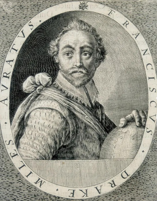 Framed Print : Drake, Sir Francis (1540-1596). Xylography. SPAIN. Madrid. National Library. AISA / Everett Collection**US SALES ONLY**